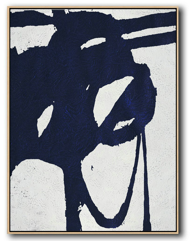 Buy Hand Painted Navy Blue Abstract Painting Online,Huge Abstract Canvas Art #F7W7